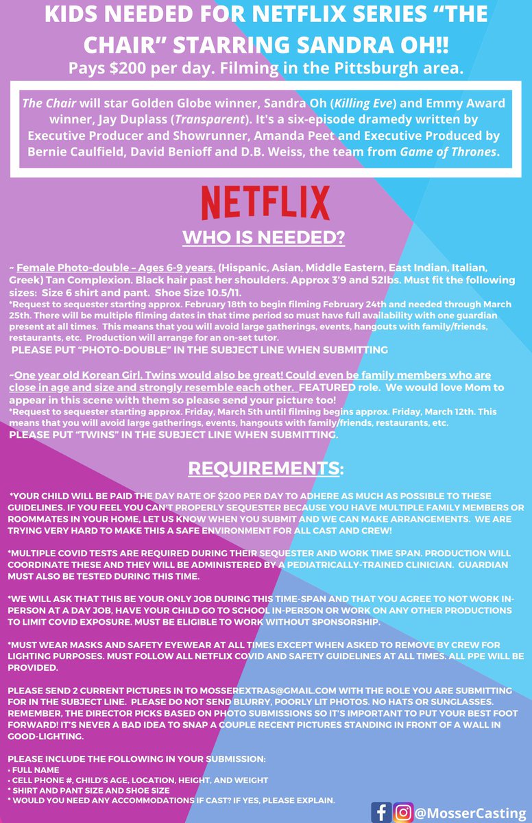 MosserCasting's tweet photo. Check it out and spread the world! #netflix #thechair #mossercasting https://t.co/l8V82yhFpl