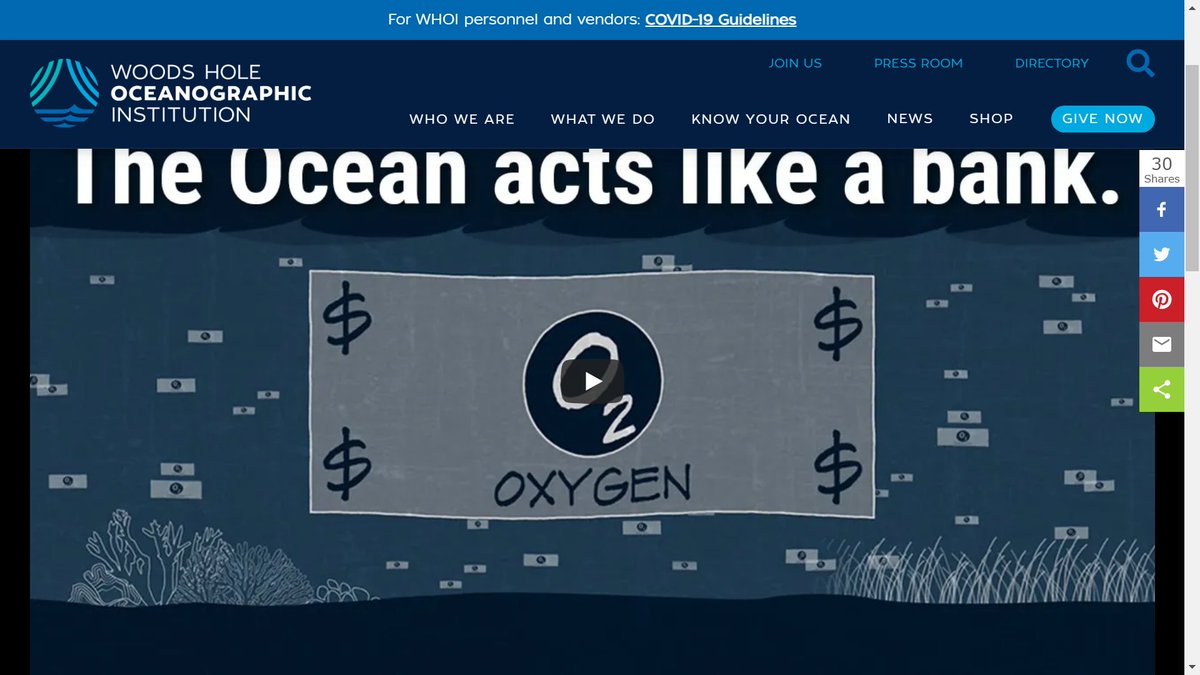 The ocean produces at least half of the Earth's oxygen! In fact, much of this oxygen production comes from plankton. Check out this video from Woods Hole Oceanographic Institution that explains more about this relationship 🌊

ow.ly/BKzR50Do33x