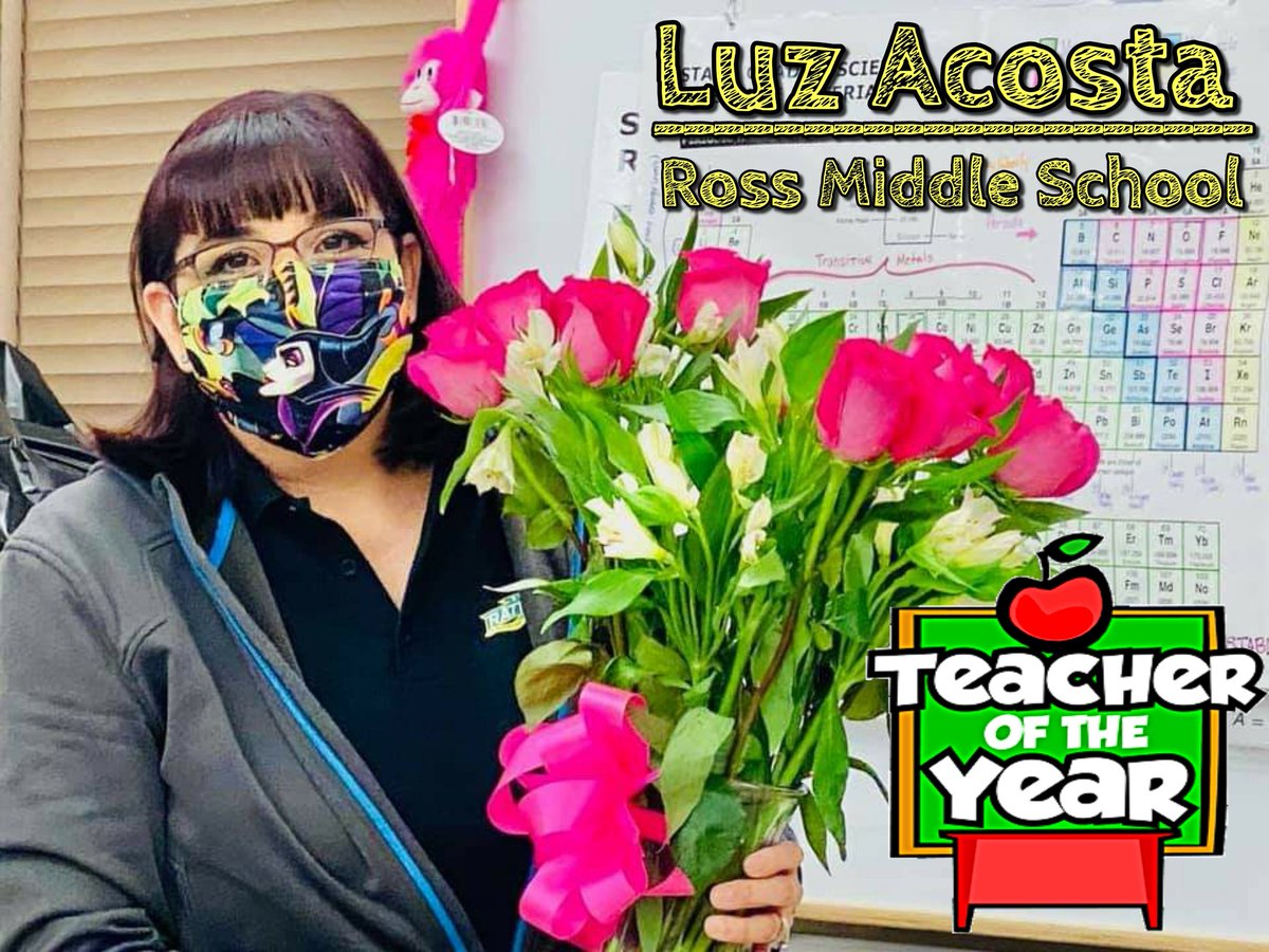 A well-deserved congratulations goes out to Luz Acosta for being named the 2020-2021 Ross Middle School Teacher of the Year! Mrs. Acosta is an instrumental member of the @RossRebelsEPISD family and is a champion for the El Paso deaf &amp; hard of hearing community. Congratulations!!