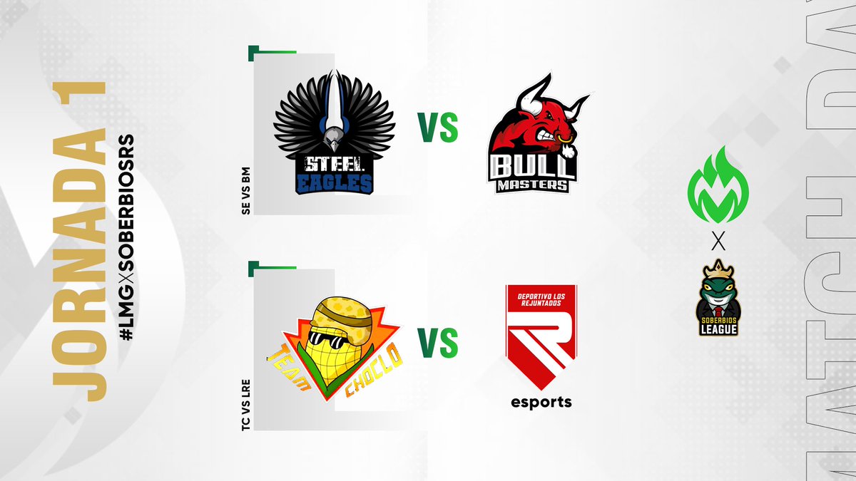 #RumbleStars | ¡Soccer Day! 🏟

Le damos el pitazo inicial a ésta edición con duelos increíbles. 🤩

🆚| Steel Eagles • Bull Masters 
🆚| Team Choclo • Los Rejuntados 
🕖| 19:30 🇨🇱 16:30 🇲🇽 (Iniciamos)

¡Alerta de gol rumblers! ⚽️

#RegionAmerica
#LMGxSoberbiosRS 🐸
