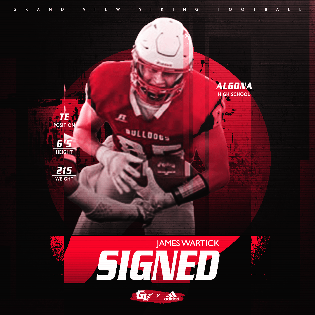 Welcome tight end <a href="/JamesWartick/">James Wartick</a> from <a href="/AlgonaBulldogFB/">AlgonaBulldogFB</a> We are excited to have you join the Viking Family!

Hudl Highlights
hudl.com/profile/947618…

#NEXT
#DSMCollegeFBTeam