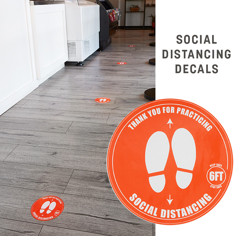 AmerMetalcraft's tweet image. The National Restaurant Association's COVID-19 Operating Guidance recommends the usage of physical guides,  such as tape on floors or sidewalks to ensure that customers remain at least 6 feet apart in lines. 

Decals are available in 6" and 12" diameters. 
Item #s DSD6 and DSD12