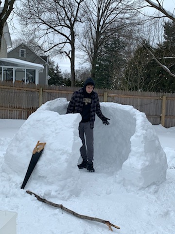 Construction continues.They're building an igloo!