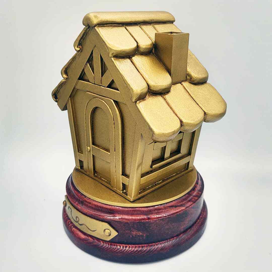 RAMaterials's tweet photo. @show_and_tell_props fabricates this awesome Happy Home Academy trophy from the game Animal Crossing New Horizons! Rotocast with Smooth-Cast™ 305! #ramaterials  #smoothon #prop #replica #moldmaking #casting #acnh #animalcrossing #happyhomeacadamy https://t.co/sOszIp4EA1