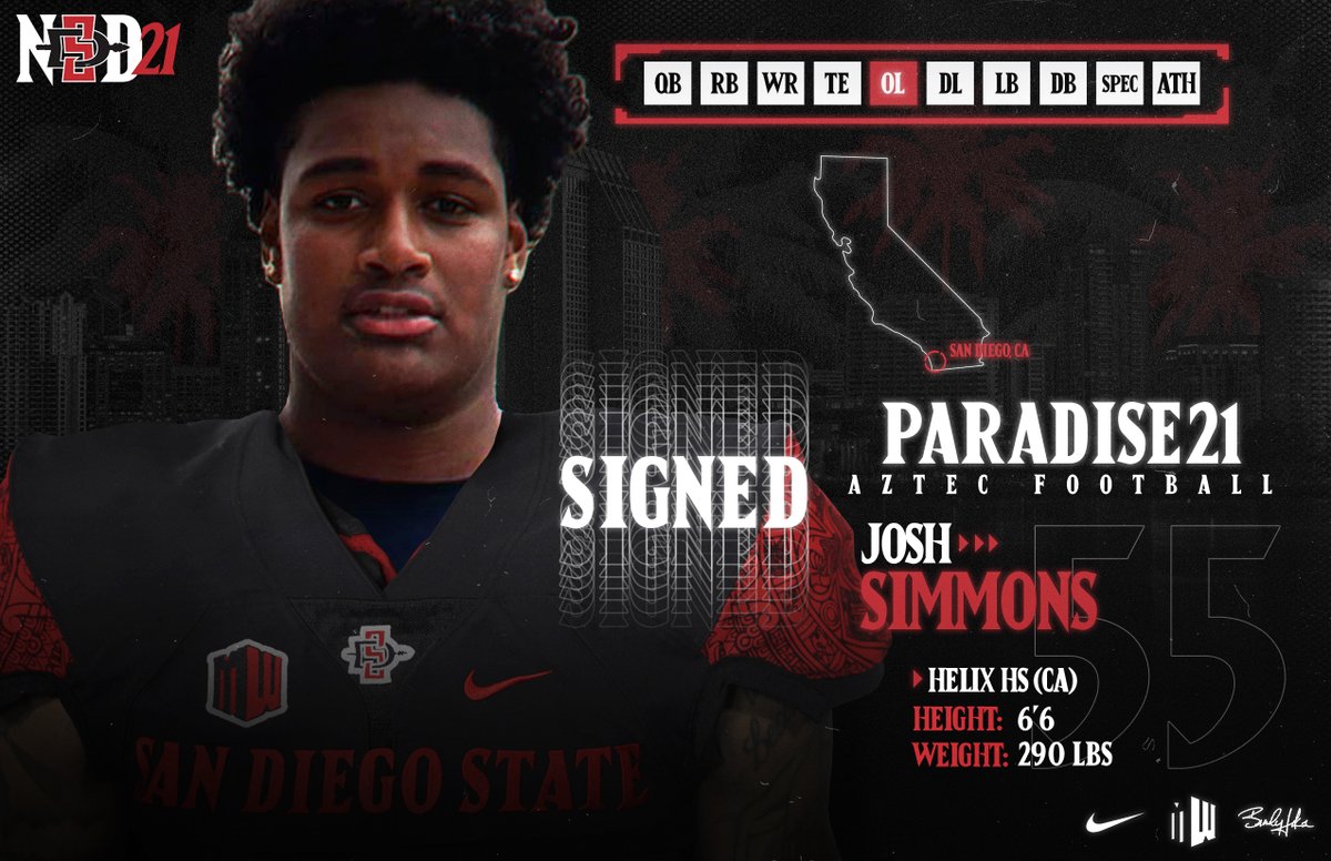 Aztecs keep one of the top offensive linemen in the country home! @josh5immons Has decided to make the short journey from Helix HS to The Mesa. #HomeTownHero #Paradise21