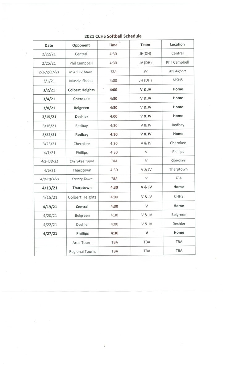 cchsindians's tweet photo. 2021 CCHS Lady Indian Softball Schedule https://t.co/FHbkZ47mdr