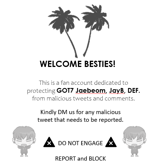JAYBProtection's tweet image. Welcome besties! 

Please do send this account some love and let's make Twitter a safe place for our precious leader and bestie 💚🌴

#DEF #데프 #JAEBEOM #재범
#JB #JAYB #제이비