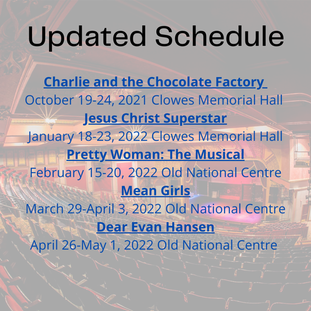 Today, we have amazing news to share with you. We were able to reschedule all of our originally announced shows for the current season that will begin this fall! We are in the process of contacting all season ticket holders and look forward to welcoming you back this Fall!