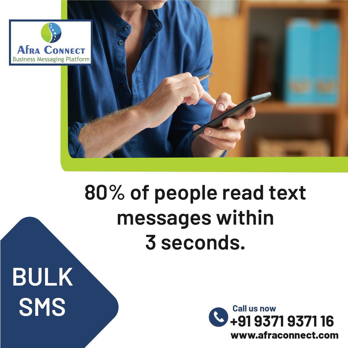 AfraConnect's tweet photo. 80 % Of People Read Text Messages Within 3 Seconds.

If you’d like to know more visit
https://t.co/a1V5FgAiyK or https://t.co/fa7OTv7GNx
Contact :+91-9371937116 /+91-8341413093

#Bulksms #Textsms #Bulktext #TextMarketing #marketing
#Digital #DigitalMarketing #Marketing #Text #SMS https://t.co/eSKf3auVmE