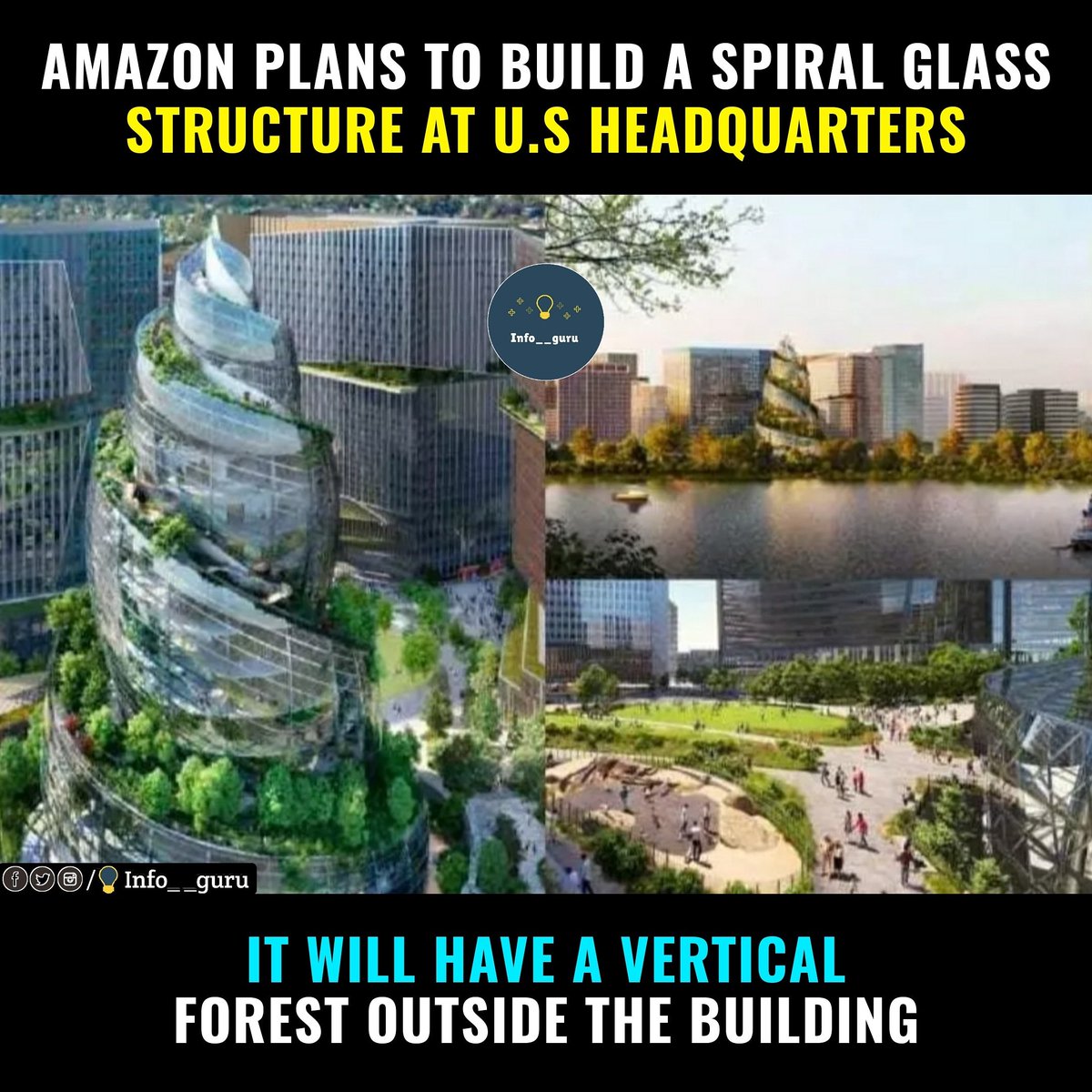 Infoguru9's tweet photo. Amazon plans spiral glass structure with vertical forest for US headquarters..🤘🔥
#info__guru #amazonheadquarters #amazonspiralglasstructure #amazonindia #amazonverticalforest https://t.co/47zU7mqMey