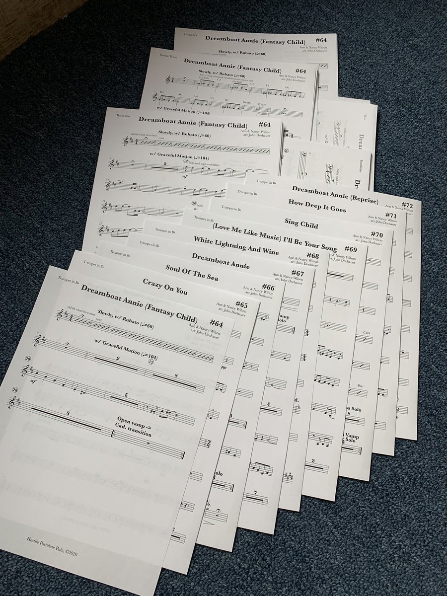 Psyched for tonight’s <a href="/HUPlayers/">Heisenberg Uncertainty Players</a> rehearsal for our livestream performance of <a href="/officialheart/">Heart</a> ‘s Dreamboat Annie! #heartband #jazz