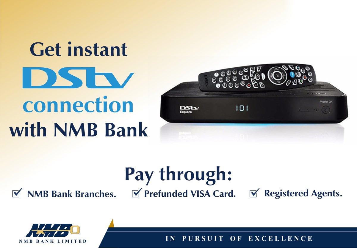 Don’t miss out on your favourite DSTV programmes! Pay your DSTV subscriptions now through NMBConnect or any of our branches and get Instant connection. #NMBBank #RedefiningBanking #NMBConnect #YourDigitalBank #DigitalBankingSolutions#StaySafe #MaskUp