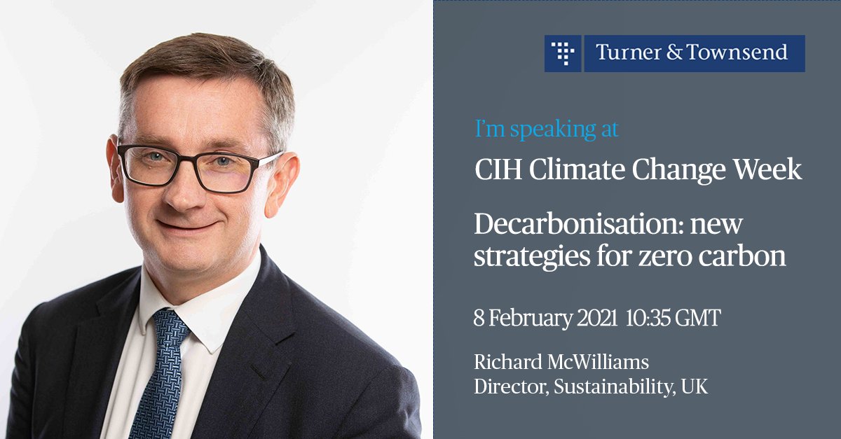 turnertownsend's tweet photo. Richard McWilliams will be speaking @CIHhousing Climate Change Week on Monday to discuss strategies for decarbonisation, industrialised #retrofit and how the £3.8bn #SocialHousing Decarbonisation Fund can help with #NetZero.

Find out more: https://t.co/ZnnHWCrkfW https://t.co/6JLWYN75h6