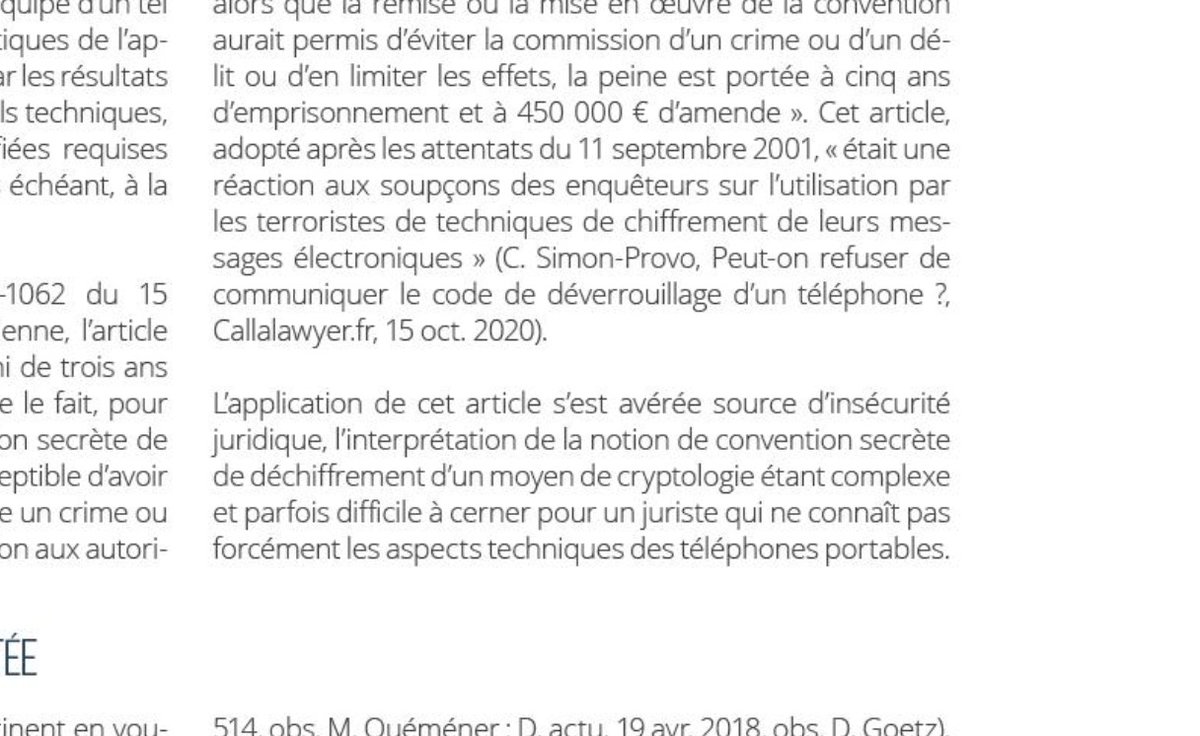 getcallalawyer's tweet image. Le 15/10/20, @CarolineSPB , alors membre @getcallalawyer , écrivait un article sur le Droit de refuser de communiquer son code de déverrouillage de téléphone.
Nous sommes conjointement cités dans la revue IT/IP des éditions @Dalloz . Merci
callalawyer.fr/particulier/dr…
