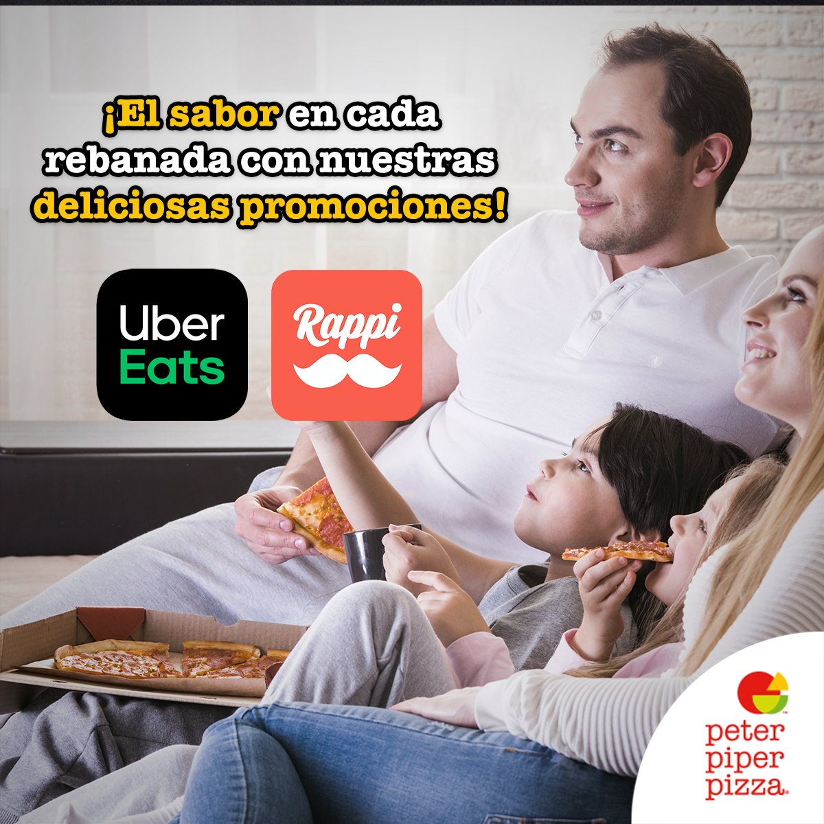 Tip número 1 en viernes:

Pide por Uber Eats y Rappi nuestro 2x1 en pizza de especialidad.
*Válido en sucursales con app habilitada.
*Válido únicamente en mostrador para sucursales de Reynosa y Matamoros.
*No aplica en Suprema ni Americana.
*Válido martes y viernes.