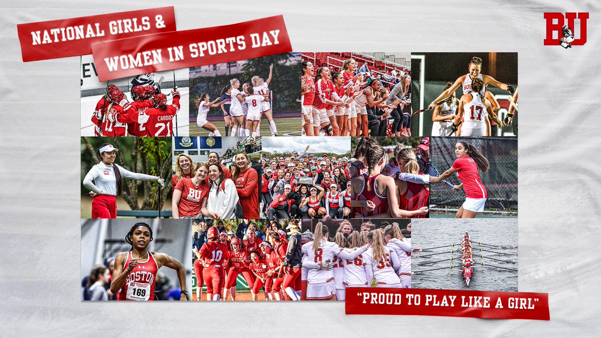 BUAthletics's tweet photo. Happy National Girls &amp; Women In Sports Day! ✨
 
Celebrate how sports have shaped the young women in your life by replying with pictures or comments for a chance to win some Terrier swag! 📸

Always be proud to play like a girl.
 
#GoBU #NGWSD #NationalGirlsAndWomenInSportsDay https://t.co/lJFm92UwI5