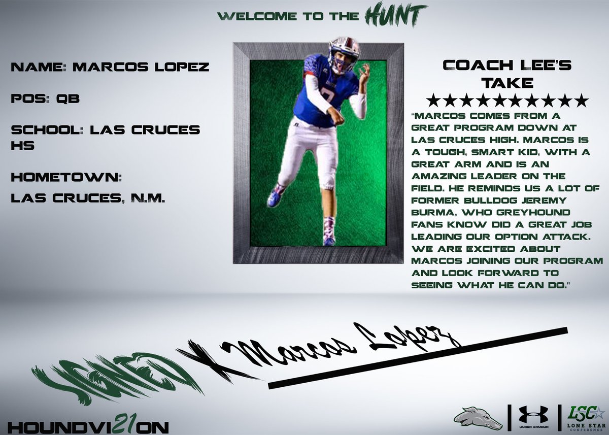 ENMU Greyhounds (@enmuathletics) on Twitter photo FB | MARCOS LOPEZ IS IN!
Marcos joins <a href="/ENMUFootball/">Eastern New Mexico University Football</a> from Las Cruces High and brings a great arm along with proven leaderships skills. Welcome to the Greyhound family, Marcos!
#ENMU FB | MARCOS LOPEZ IS IN!
Marcos joins <a href="/ENMUFootball/">Eastern New Mexico University Football</a> from Las Cruces High and brings a great arm along with proven leaderships skills. Welcome to the Greyhound family, Marcos!
#ENMU