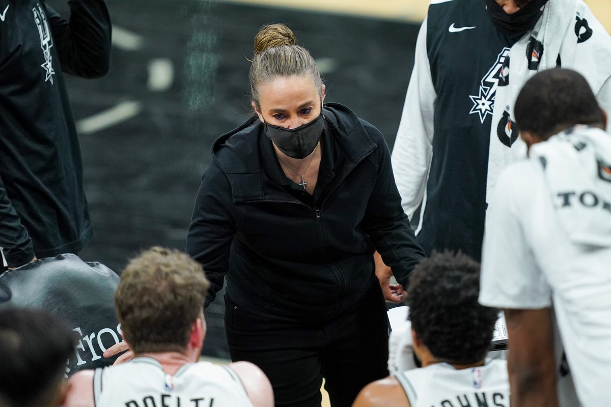 . @BeckyHammon became the first female head coach in NBA history.Hammon took over for the Spurs following the ejection of Gregg Popovich during the team's matchup against the Lakers on December 30, 2020.