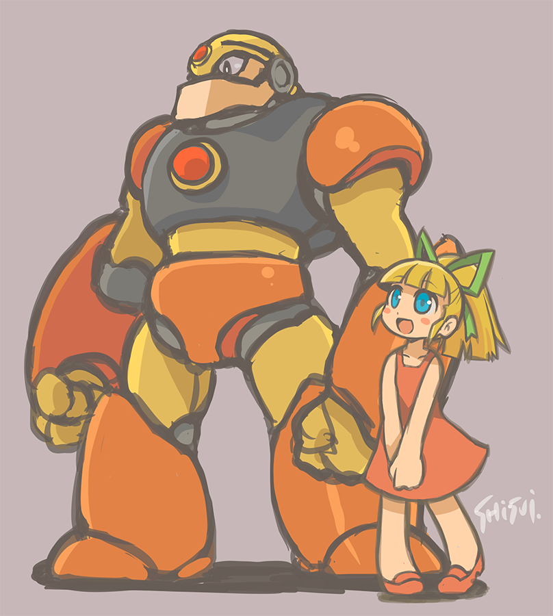 ロールちゃん(ロックマン) 「唐突にガッツマンを描くー。体格差のあるキャラ好きー。(*'∇`*) 」|しすいのイラスト
