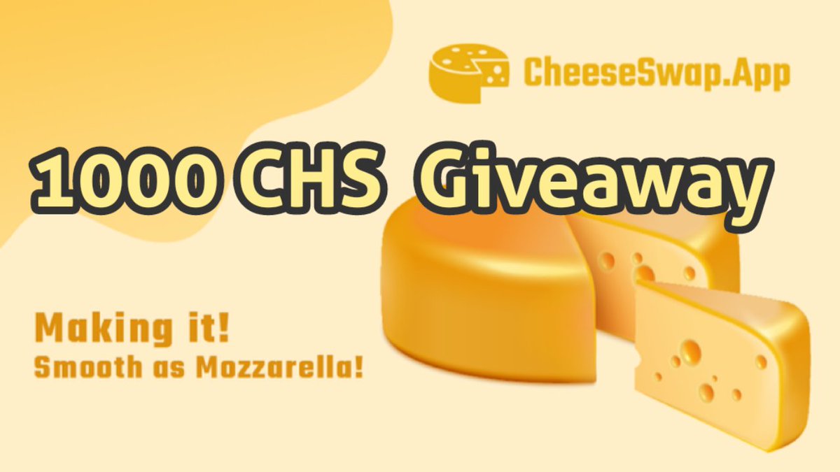 Big 1000 #CHZ GIVEAWAY Worth $100 there will be 10 Winners 

1️⃣ Follow <a href="/cheeseswapbsc/">CheeseSwapBSC</a> &amp; @CryptoSignls365
2️⃣ Retweet Tag 3 Friends

Here is  Big Gem on #BSC Network grab it already Listed #CMC from 

Buy here cheeseswap.app

Watch Review Here 👇 youtu.be/QWjQXJ0mlZM