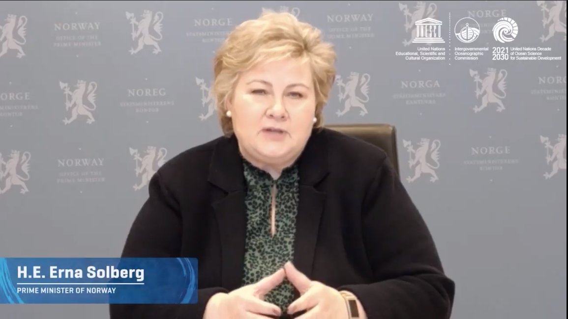 "The #ocean is an exciting place &amp; we should have more research, more knowledge, but also understand that more livelihoods could come out of the ocean if we manage it better."-#OceanPanel co-chair PM of Norway <a href="/erna_solberg/">Erna Solberg</a> at <a href="/IocUnesco/">UNESCO Ocean</a>’s ‘A Brave New Ocean’ event. #OceanDecade