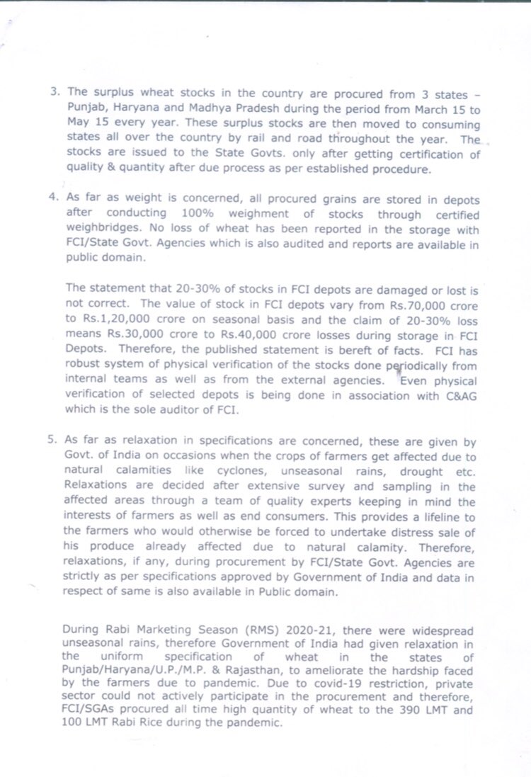 FCI_India's tweet photo. @moneycontrolcom With reference to above news article, below is the attachment for the clarification with certain facts of FCI operations. https://t.co/xgqn8pcuCi