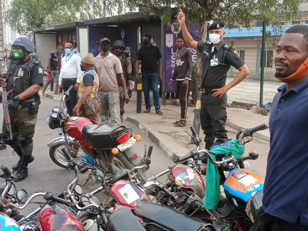 Mr_JAGs's tweet photo. The Lagos State Taskforce team led by CSP Shola Jejeloye today continued the raid on Okada Riders today at yaba and 80 motorcycles were confiscated accordingly .... CP Hakeem Odumosu says the raids will continue. 

@jidesanwoolu @Prince_Muyen @Gidi_Traffic https://t.co/snq0jVL2Xd