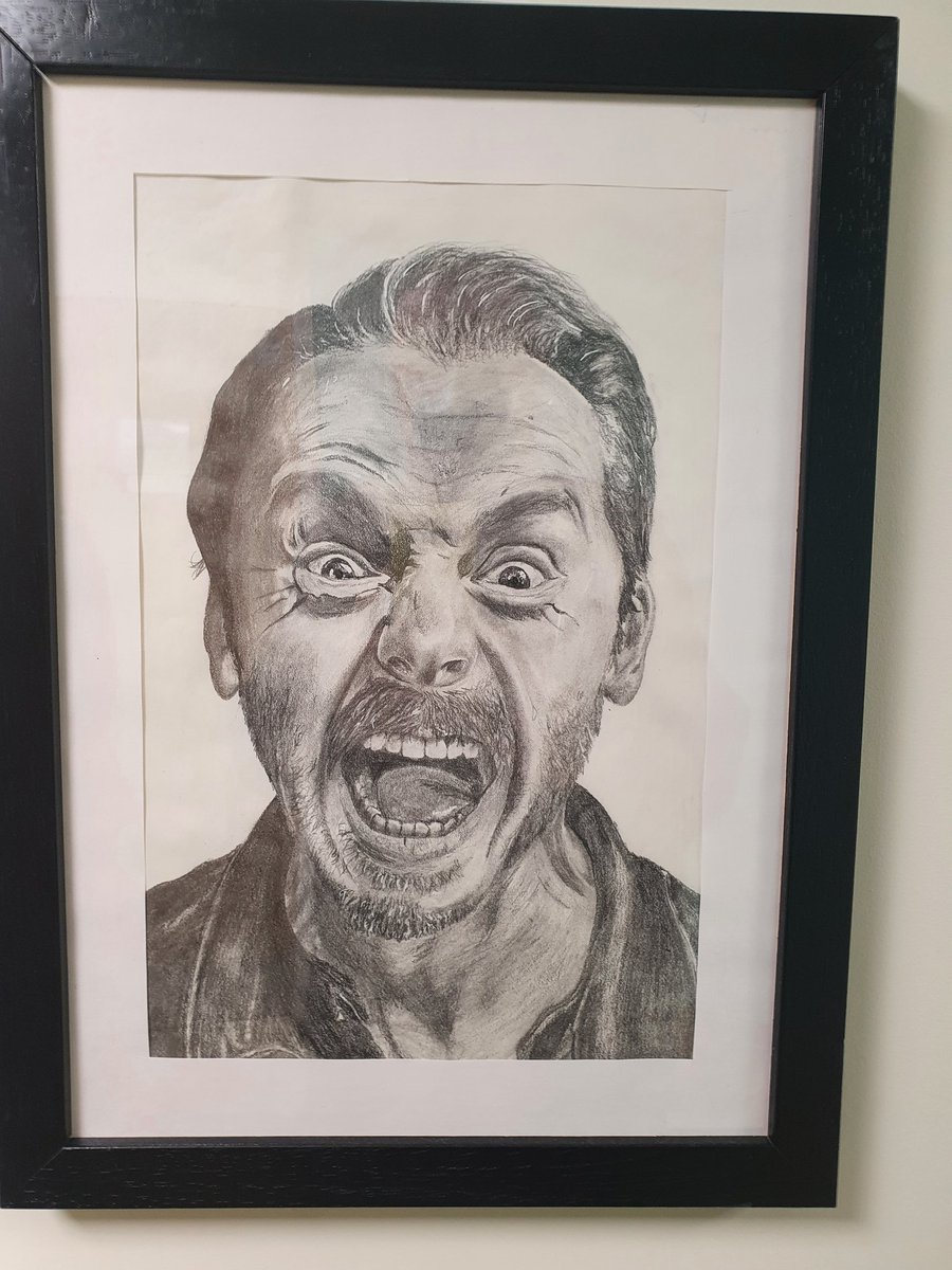 HMPDownview's tweet image. Spotted in our local hospital today, @royalmarsdenNHS a collection of art from  young adult artists hospitalised by cancer including this great one of @simonpegg. Some simply amazing work. #visualbeats