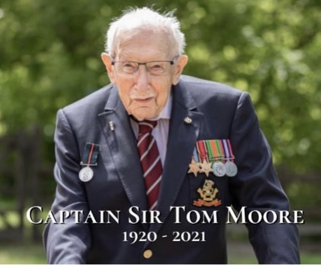 Room54Ltd's tweet photo. RIP - Captain Sir Tom Moore - A True Hero https://t.co/yhLlV9gdf4