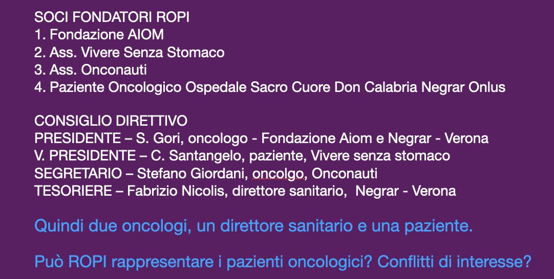 CodiceViola's tweet photo. CHI PUÒ RAPPRESENTARE I PAZIENTI ONCOLOGICI?

È stata annunciata la nascita di una rete oncologica di pazienti, ROPI

Sorprende la presenza di  Fondazione Aiom, @fondazioneaiom, entità costituita dalla società scientifica Aiom,@AIOMtweet, Associazione Italiana di oncologia medica https://t.co/8K5ngLab4Y