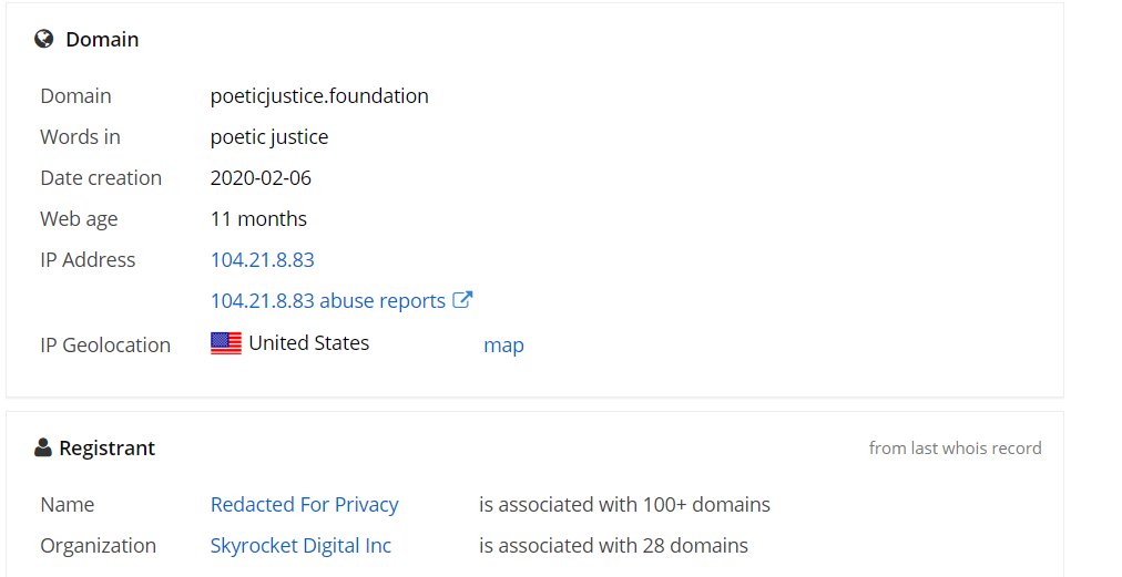 other one  http://poeticjustice.foundation  with thier owner info as skyroot digital