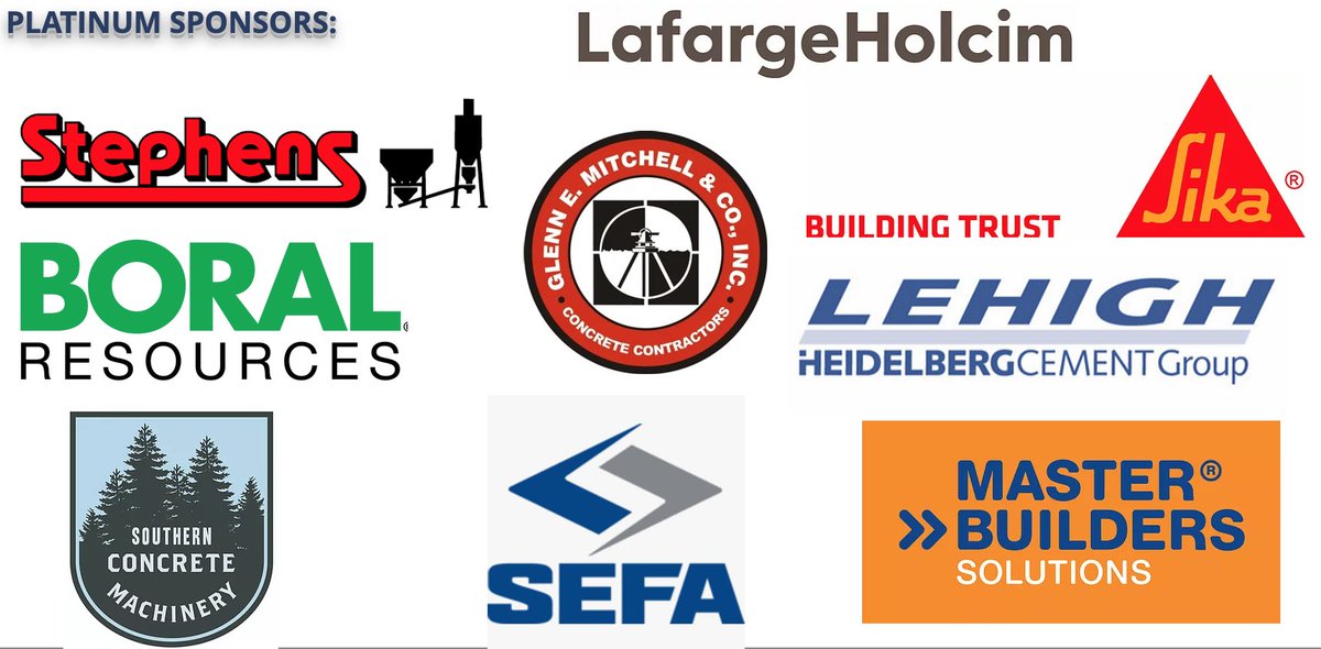 tnconcrete's tweet image. Thanking 2021 Platinum Sponsors! @LafargeHolcim @StephensMFG Glenn E. Mitchell @Sika @Sika_USA @BoralBP @mbs_americas SEFA @LehighCement @SouthernConMach @ConcreteACI @BuildStrength @nrmca #concrete #architecture #Construction