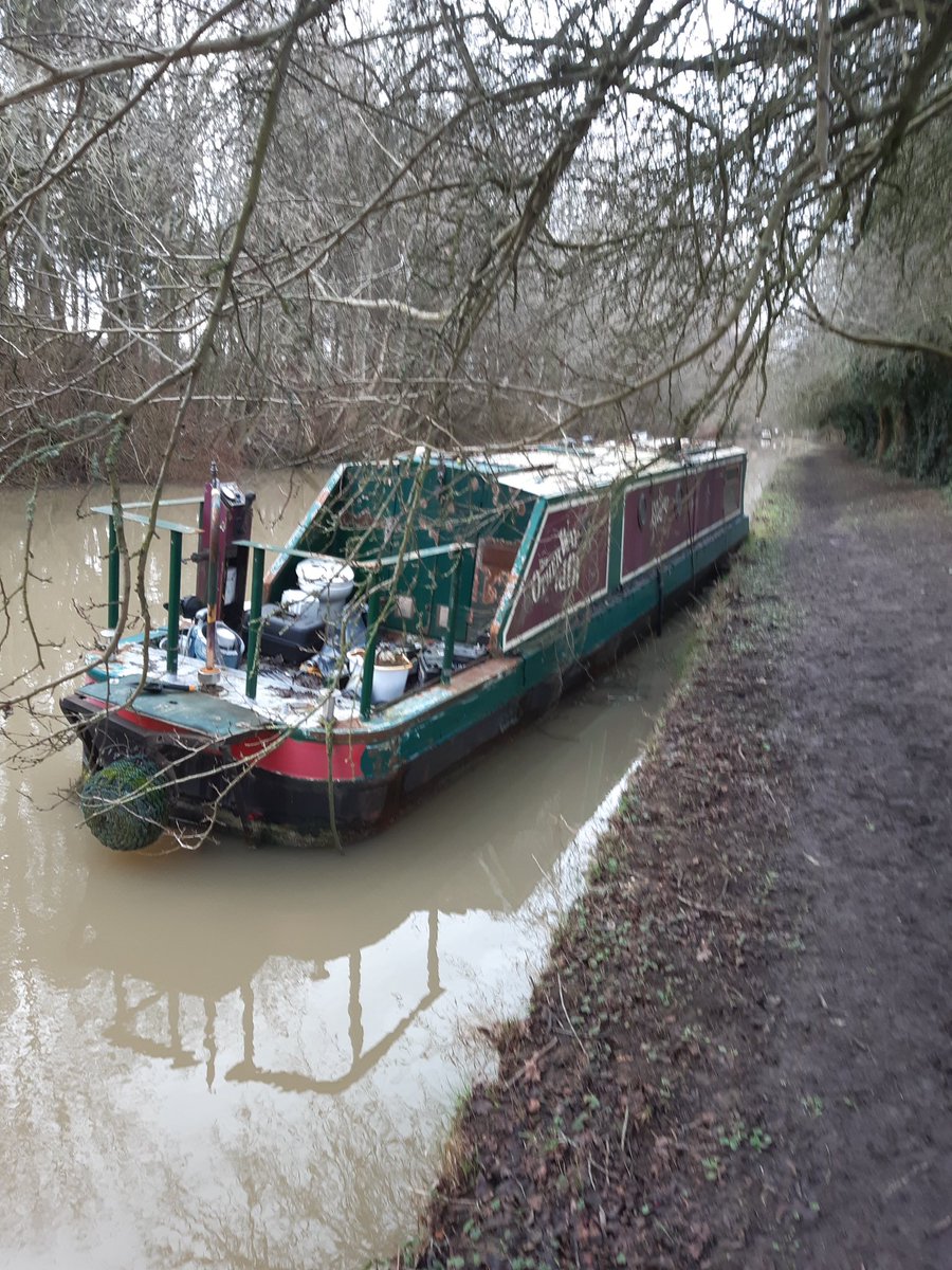 Just checked this afternoon, The abandoned boat is now back on the towpath side, but still not tied up. Below Buckby lock 13. South of Heart of Shires road Bridge.
Please note this boat has not moved since last July ??? <a href="/CRTEastMidlands/">Canal & River Trust East Midlands</a>   <a href="/CRTBoating/">Canal & River Trust Boating</a>
