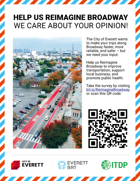 transitmatters's tweet photo. Are you someone who walks, bikes, drives, or rides the bus on Broadway in #EverettMa? 🚶🏻‍♀️🚲 🚗 🚌 Share what you think of the new outbound #dedicatedbuslane &amp; bus stop markings (&amp; more!) and help make Broadway safer for everyone! ⬇️ https://t.co/xS6vRuvHRF #ReimagineBroadway https://t.co/8yruNdBpoV
