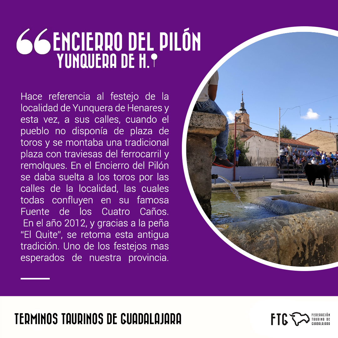 ftg_guadalajara's tweet photo. 🔠TÉRMINO TAURINO DE 
GUADALAJARA:
“Encierro del Pilón” Yunquera de Henares📍 

.
.
.
#federaciontaurinadeguadalajara #cultura #tradicion 
#tauromaquia #terminologia #yunquera 
#encierrodelpilón https://t.co/rnjQJVCAHI