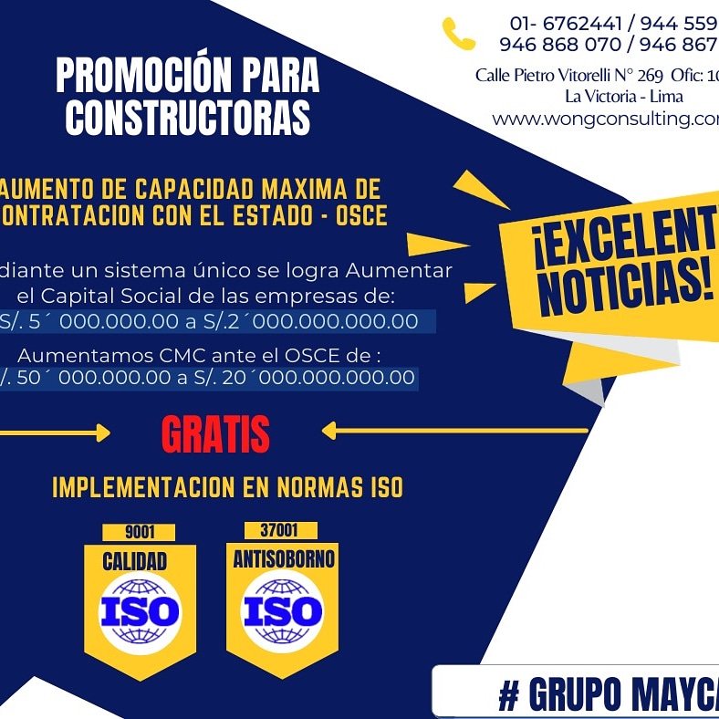ConsultingWong's tweet photo. ¡Excelentes noticias!
Amigo Constructor, ponte las pilas!
Este es tu momento, invierte y gana.
Gestionamos el "Aumento de tu Capacidad Máxima de Contratación con el Estado" con nuestro método único e innovador. Reactívate ahora mismo!
Es 100% confiable y 100% garantizado! https://t.co/ZXNKtPWHqz