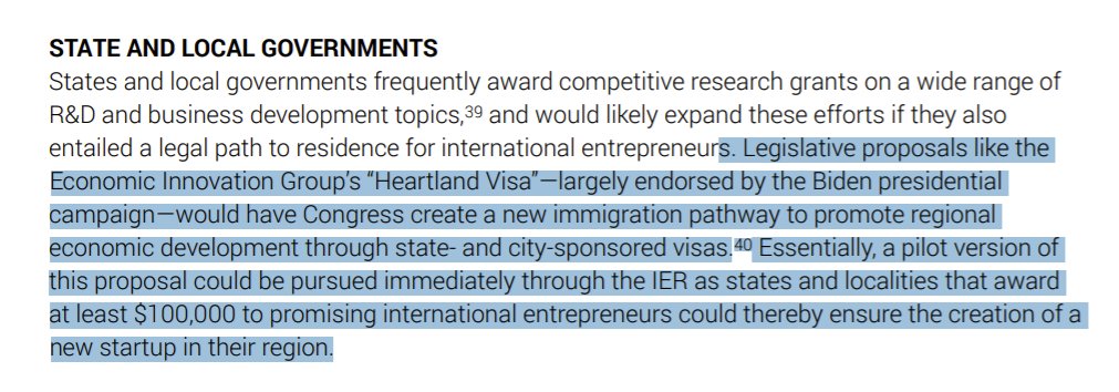 11) Based on this latter qualification, there are some interesting pilot programs you could run... I really like the  @ModeledBehavior et al. suggestion for a Heartland Visa, and you could run a very basic/scaled-down version of it through the IER.