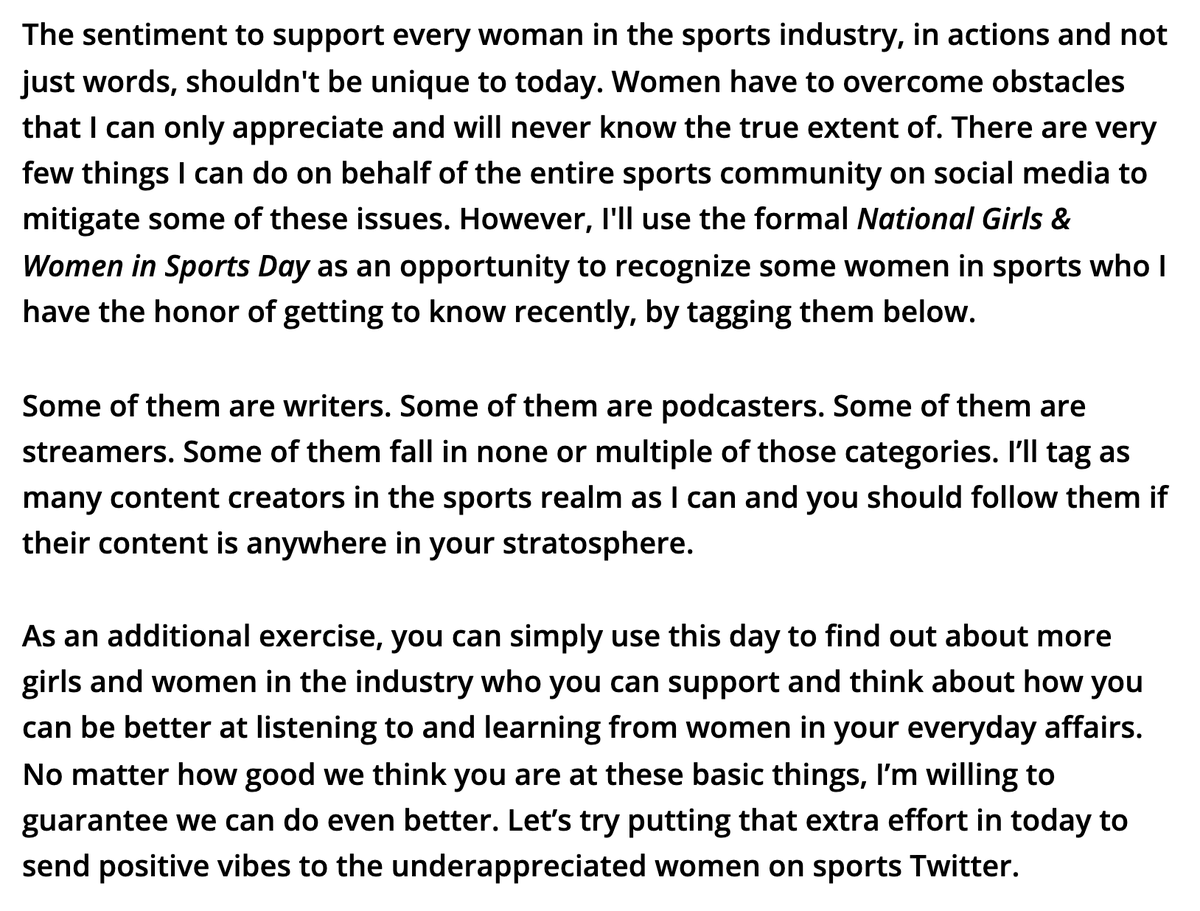 AhaanRungta's tweet photo. #NationalGirlsAndWomenInSportsDay โค๏ธ
Thank you to all the girls & women who help make us better, not just in sports. As explained below, I will tag *some* of the women on sports Twitter that I've interacted with. Please add to the thread any more women we need to support. ๐ https://t.co/byQ9ZuY2Mp