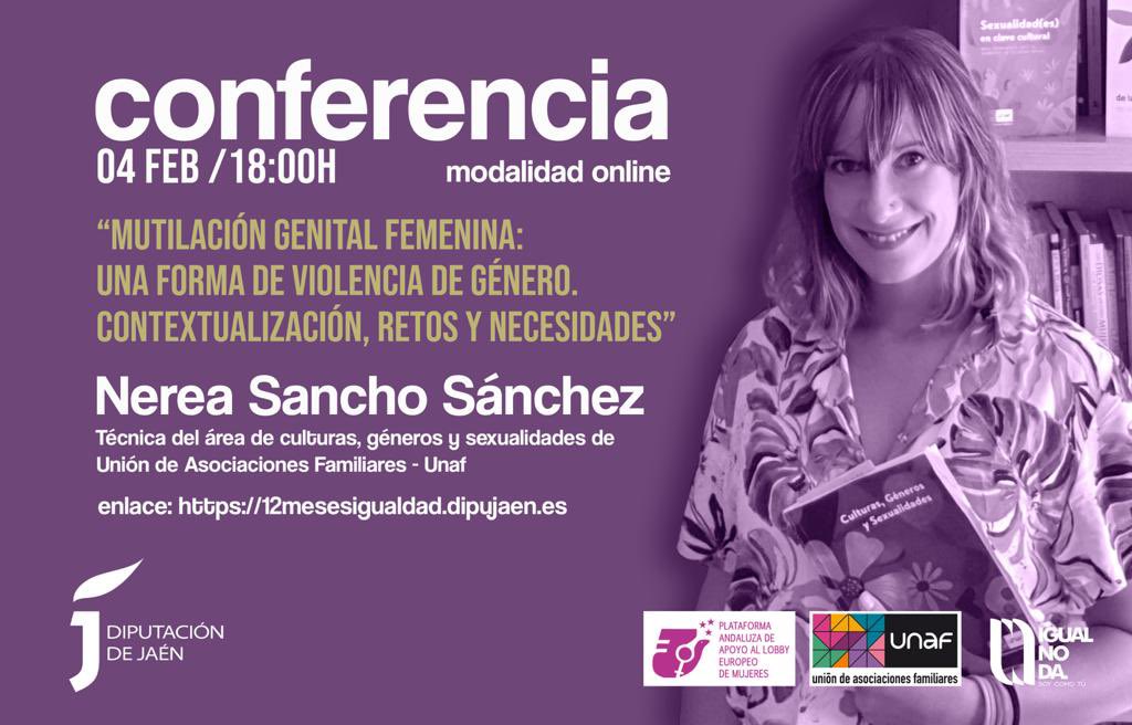 🔴 Mañana tendrá lugar la conferencia titulada “Mutilación genital femenina: una forma de violencia de género. Contextualización, retos y necesidades”

👉🏼 Incluida en el programa “12 meses igualdad”

📅 Jueves, 4 de enero 
🕕 18.00 horas 
📲 Online: 12mesesigualdad.dipujaen.es