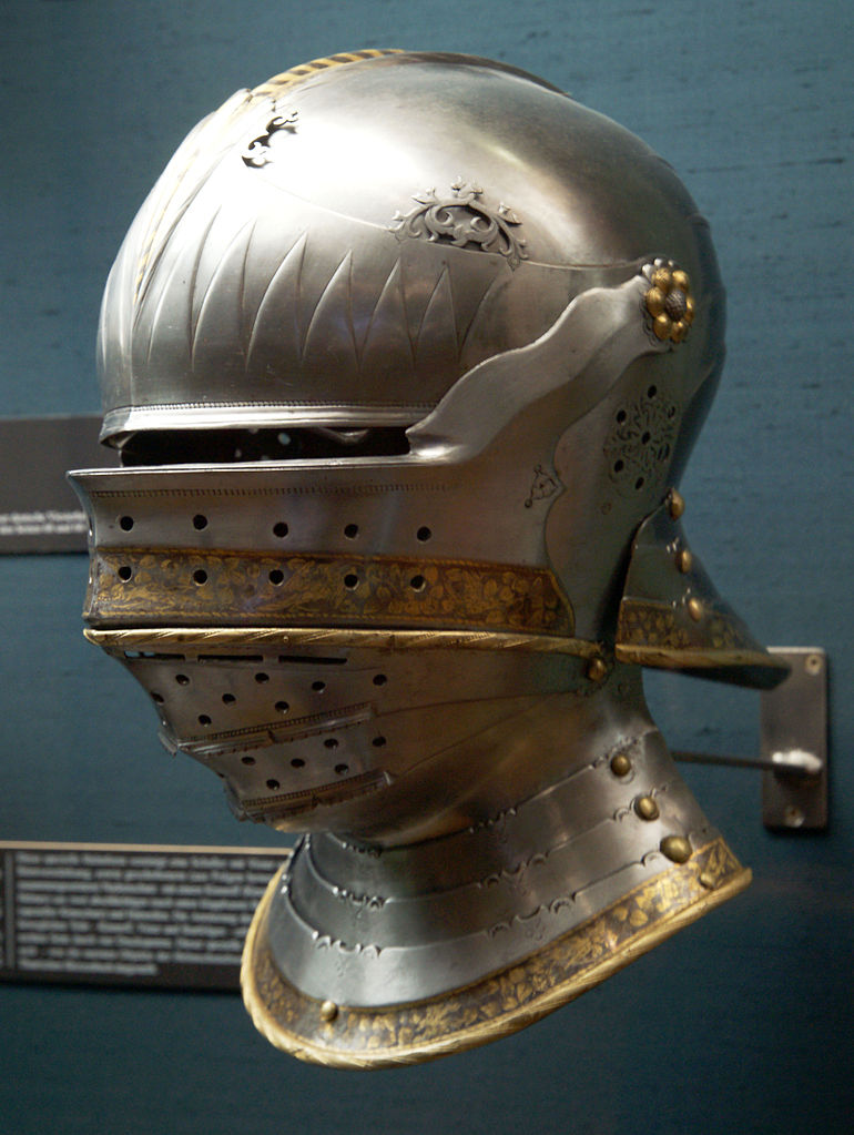 The city Innsbruck in Austria was one of the worlds most important centres of late medieval armor production. It is because of Maximilian I. who had his court there bc of the iron & silver mines in Schwaz nearby - I grew up there.This helmet is directly inspired by Maximilians'