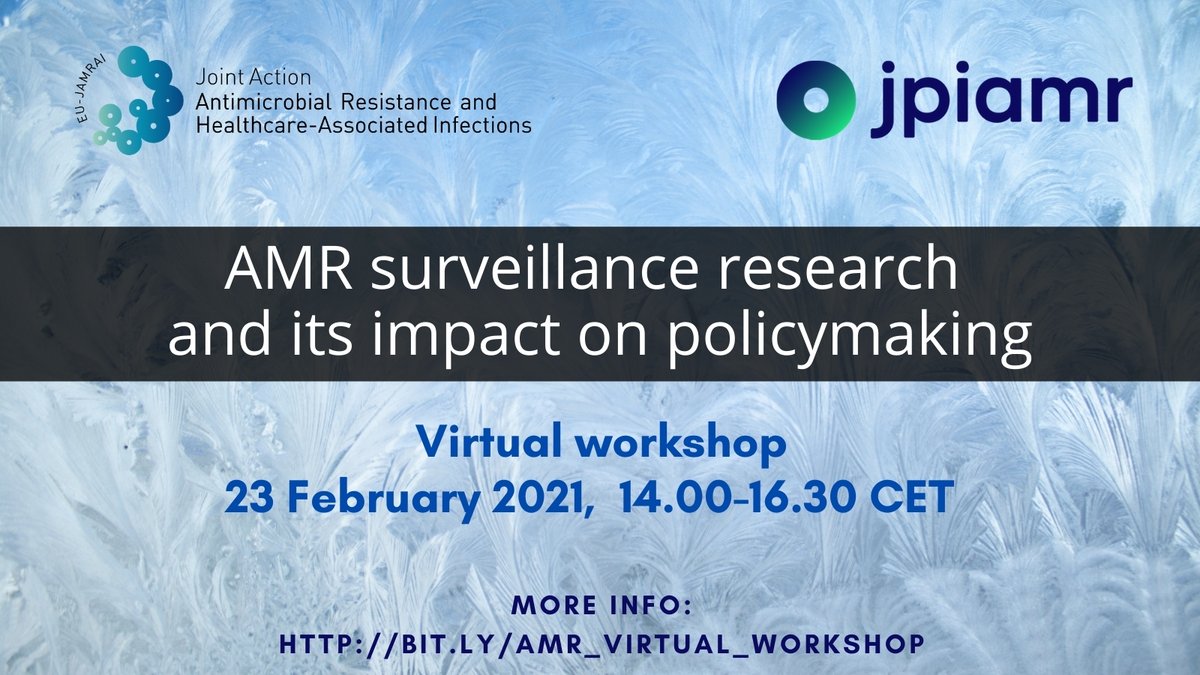 📢 Join our webinar for #AMR policymakers, researchers and funders.

🔝With high-level representatives of ECDC, WHO GLASS, IMI COMPARE/VEO, EU-JAMRAI EARS-Vet project and JPIAMR Surveillance Research Networks.

ℹ️ Inscriptions👇
eu-jamrai.eu/amr-surveillan…
bit.ly/AMR_Virtual_Wo…