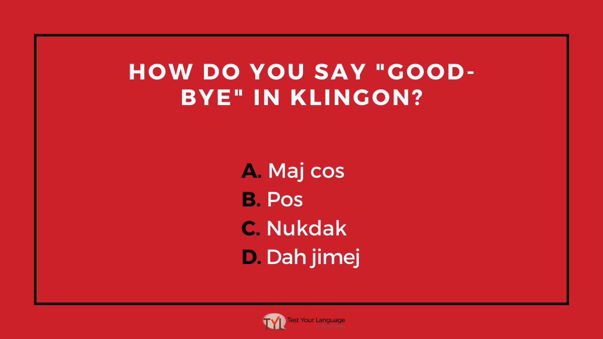 TestUrLanguage's tweet photo. Test your Klingon vocabulary! Take the full test for free: https://t.co/RoIsD4aqMp
#TestYourLanguage #klingon #starwars #quiz #starwarsfan https://t.co/7eJxxdOBNH