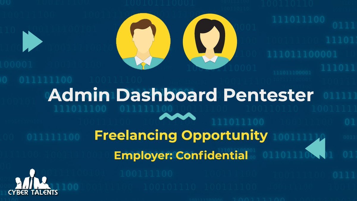 Cyber_Talents's tweet photo. CyberTalents is hiring an "Admin Dashboard PenTester" for a company. Know more details and apply now: https://t.co/4I5OwgftfU
#CyberTalents #Cybersec #Infosec #Recruitment #Hiring #Freelance #Pentester #Part_Time #Career #Work #JobVacancy #Admin_Dashboard https://t.co/IjH5150SCD