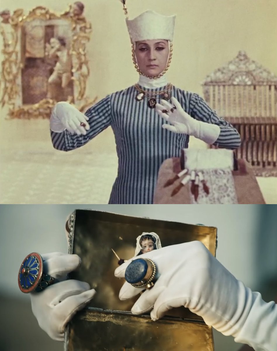 the ‘young poet’ and his lover are both played by Sofiko Chiaureli, notice the white gloves and jewellery