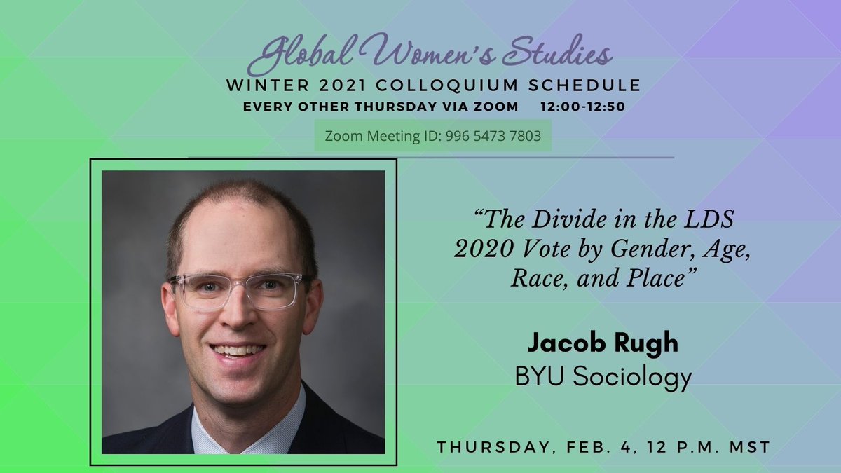 @jakerugh associate professor in the <a href="/BYUsociology/">BYU Sociology</a> Department will present how long-term local demographic changes and short-term national political dynamics since 2016 continue to reshape the vote choices of LDS populations.
⁠
Tune in on Thursday, Feb. 4, 12 P.M. MST

<a href="/byugws/">GWS Honor Society</a>