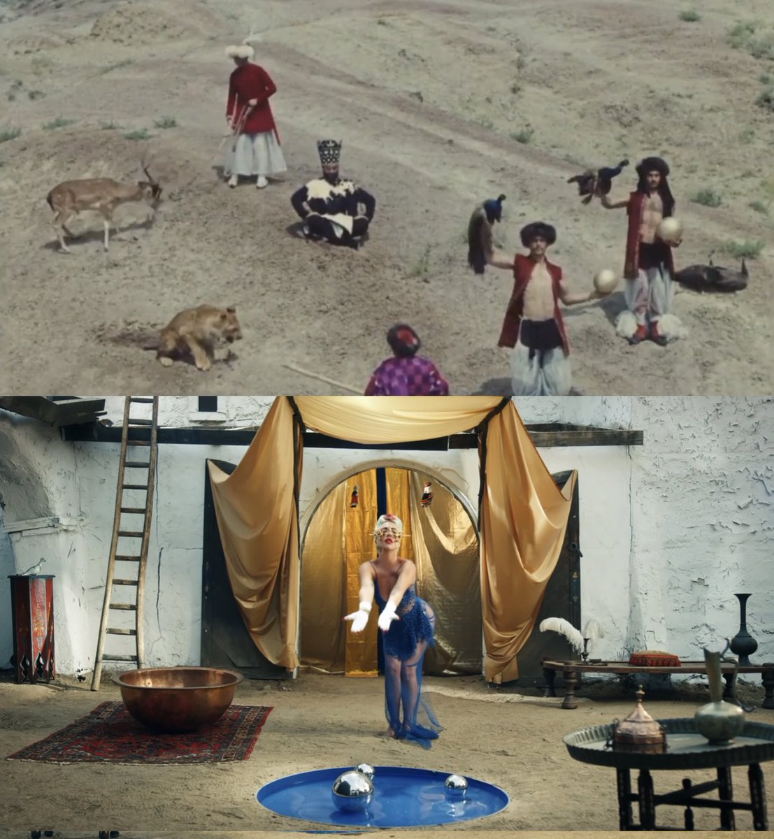 for everyone who was wondering about the peacock and also the balls in water and hanging around in some shots - they appear frequently throughout the movie