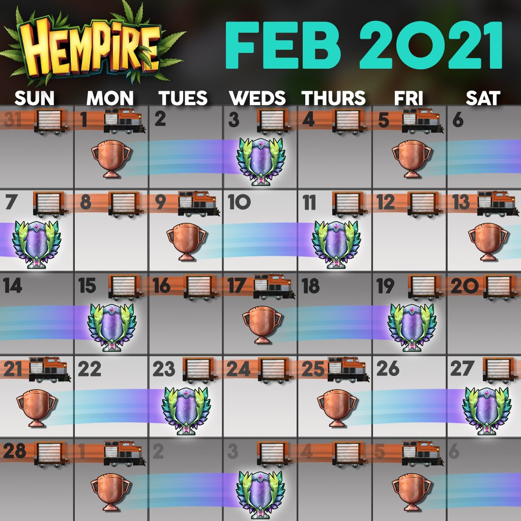 Hempiregame's tweet photo. It's February already and here are the events for the month!
Don't forget to save it so you can keep it handy! 😉
#hempiregame #hempire #eventcalendar #weedevents https://t.co/83Bj4Bp8du