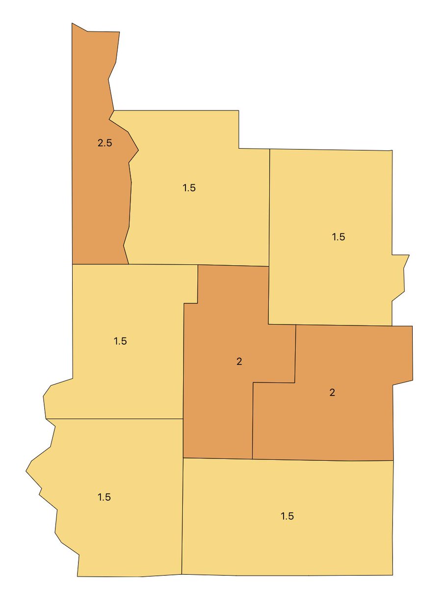 We're yellow on this week's map, with an advisory level of orange still. We need to string two weeks of yellow together to drop to yellow advisory. Exciting movement in Vigo County!