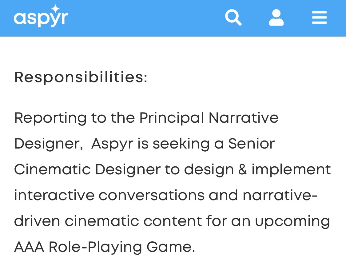 Aspyr Media is making the game. This is the team with the most experience with the IP by providing mobile ports, one releasing just two months ago, as well as providing a massive free update to KOTOR 2 on PCCurrently, they are working on a AAA RPG according to job listings.