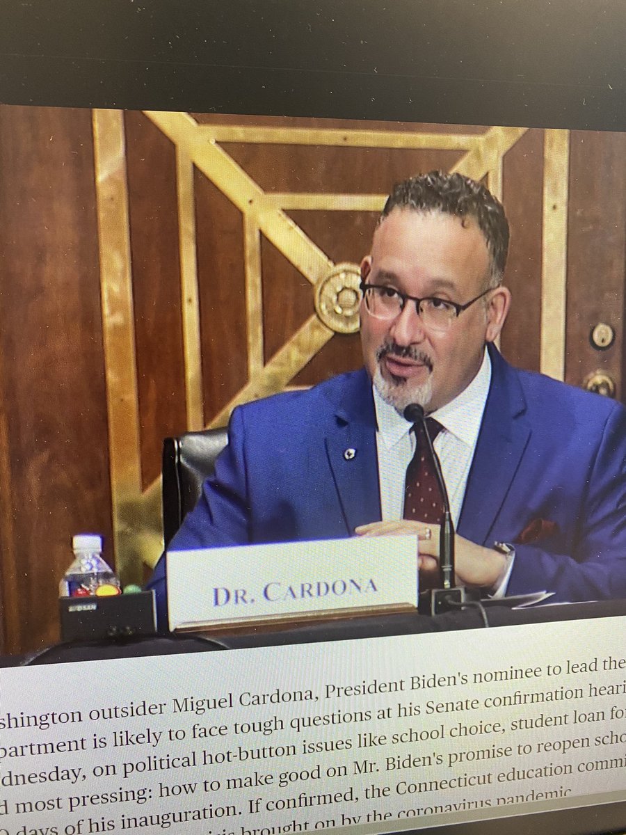 Historic day! 🙌🏼 Confirmation hearing for the first 100% Puerto Rican 🇵🇷 Education Secretary! For so many in the field and in the classroom this is now a possibility! #LatinoLeadership #TakingFlight🦅 #GlassCeilingBroken